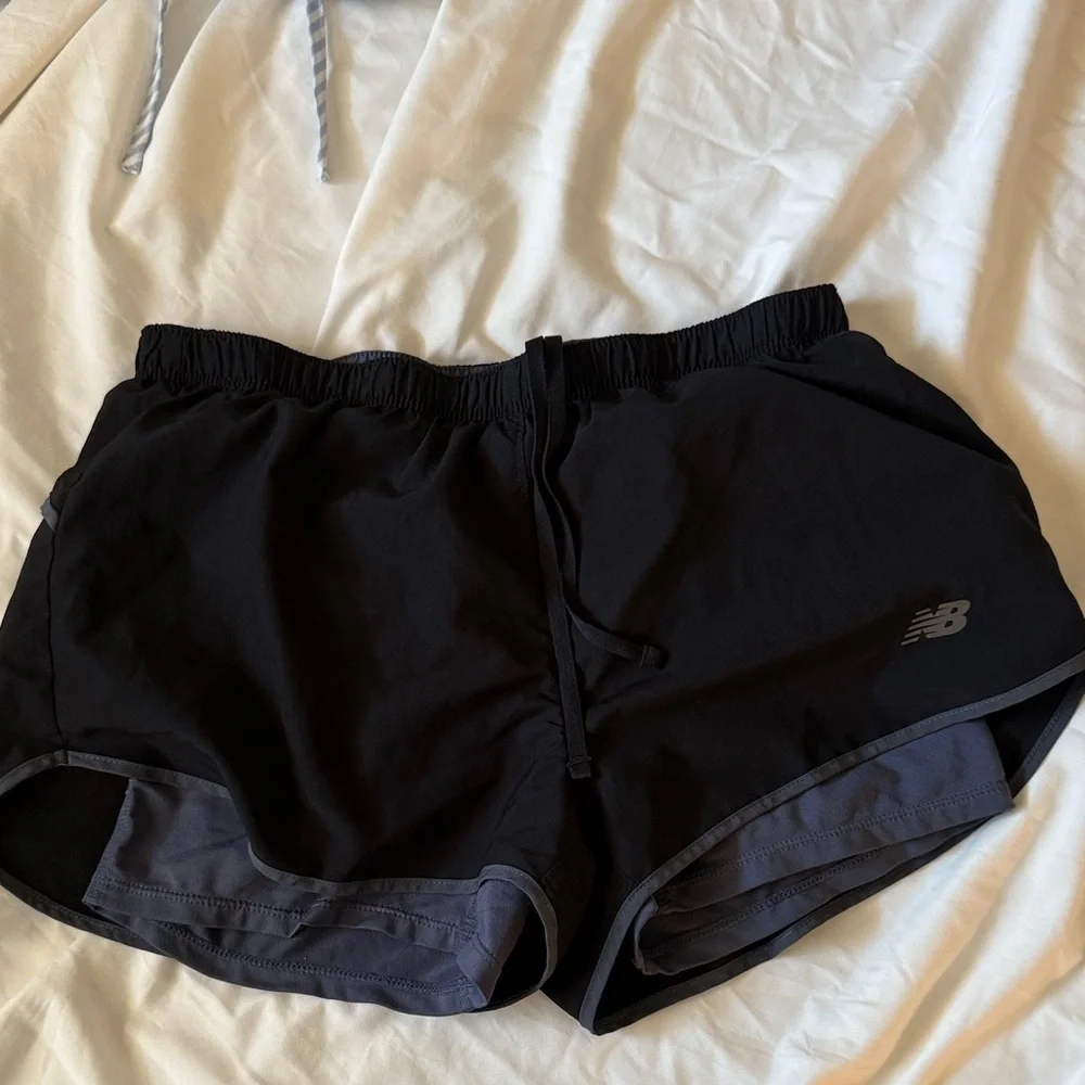 New Balance Women's Black and Gray Athletic Shorts - Picture 1 of 1